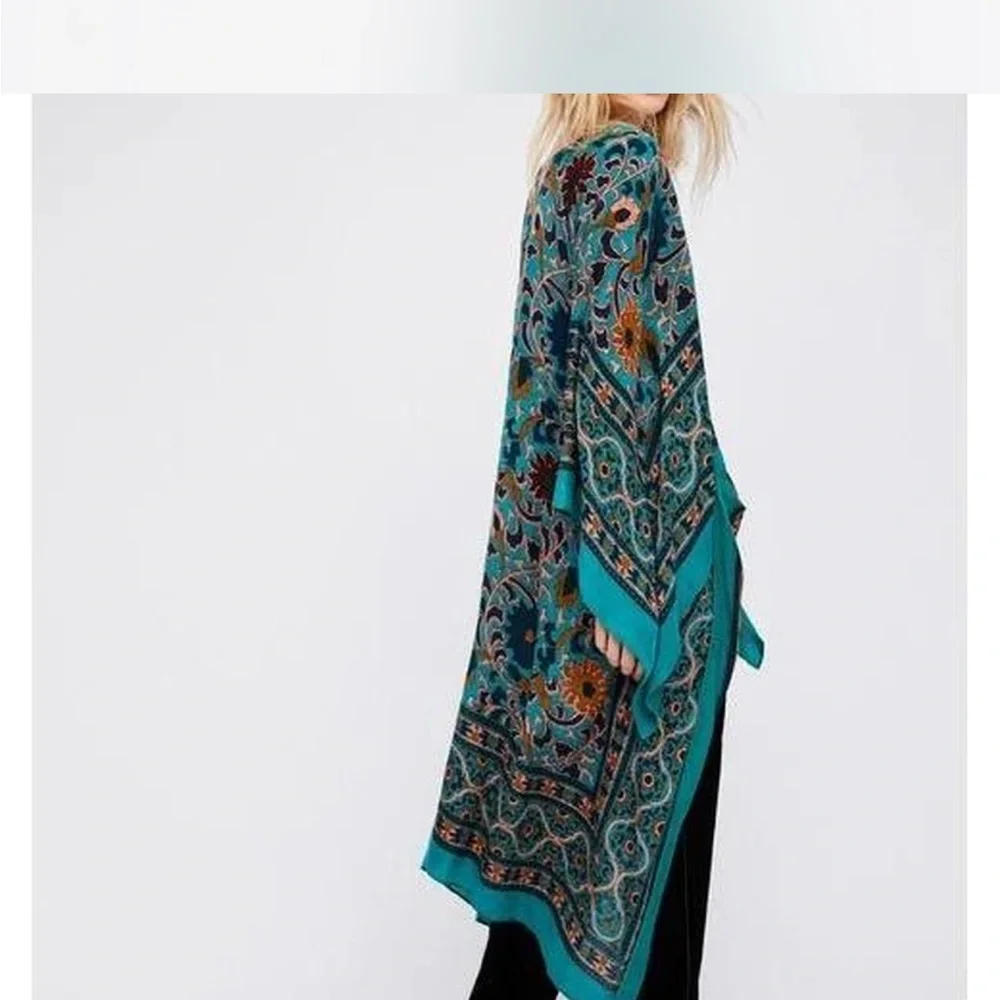 Free People Teal and Orange Floral Kimono - Picture 2 of 5